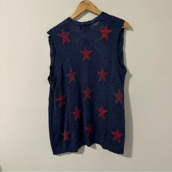 Lane Bryant Womens Sweater 14/16 sleeveless Open Front Star Embroidered Blue - Picture 3 of 10